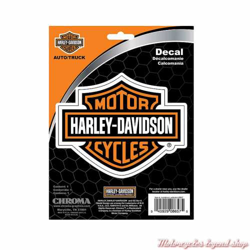 Sticker Bar & Shield Harley-Davidson, noir et orange, CG8657