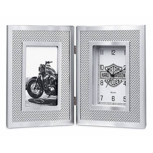 Horloge & cadre photo Bar & Shield, métallique, 2 ventaux, Harley-Davidson 96827-15V