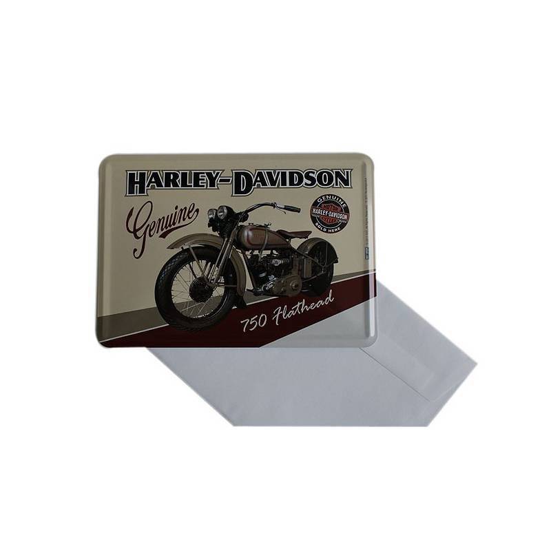 Carte postale métal Harley-Davidson 750 Flathead Genuine CD10122